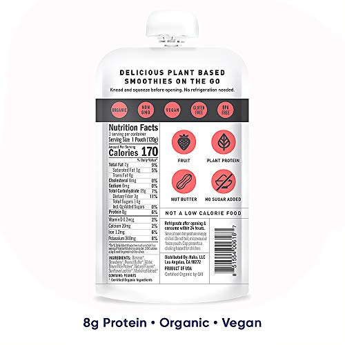 Noka Nut Butter Smoothie Pouches Strawberry Peanut Butter 6 Pa