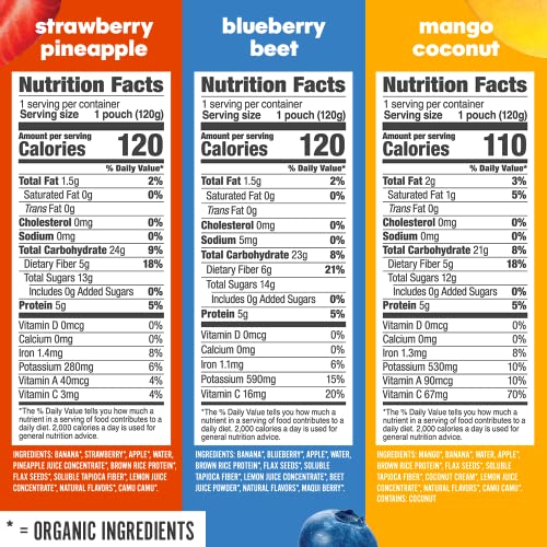 Noka Superfood Fruit Smoothie Pouches Variety Pack, Healthy Snac...