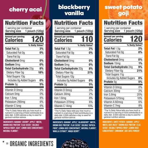 Noka Superfood Fruit Smoothie Pouches Variety Pack, Healthy Snac...