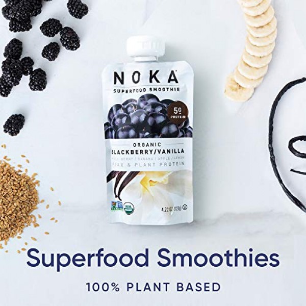 NOKA Superfood Pouches Blackberry Vanilla 6 Pack | 100% Organi...