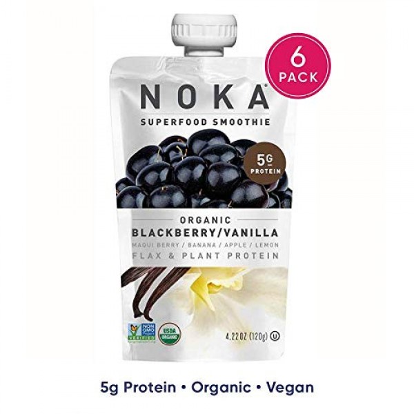 NOKA Superfood Pouches Blackberry Vanilla 6 Pack | 100% Organi...