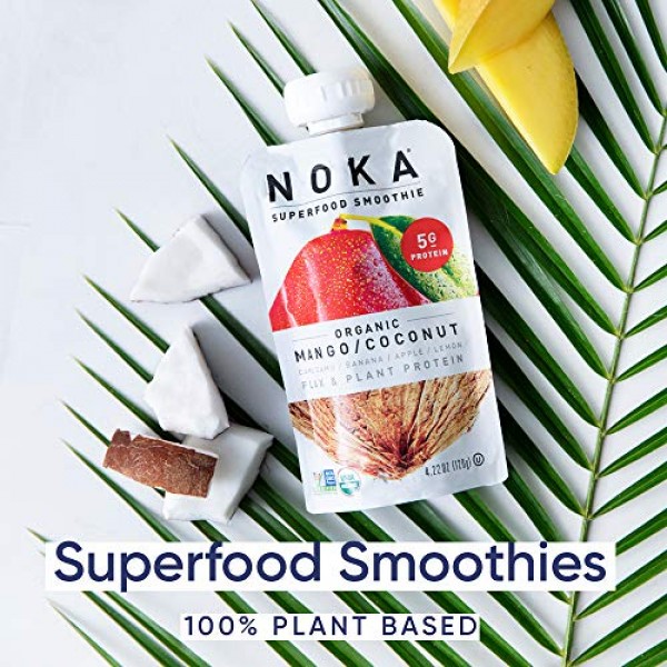 NOKA Superfood Pouches Mango Coconut 6 Pack | 100% Organic Fru...