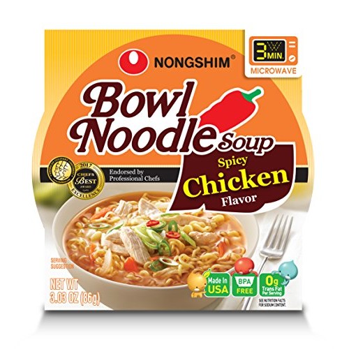 Nongshim Bowl Noodle Soup, Spicy Chicken, 3.03 Ounce Pack Of 12