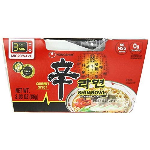 Nongshim Shin Bowl Noodle Soup, Gourmet Spicy, 3.03 Ounce Pack
