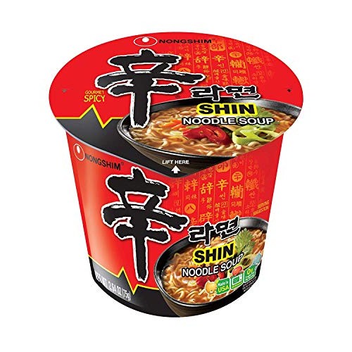 Nongshim Shin Spicy Ramen Instant Gourmet Cup Noodle 2.64 Ounce