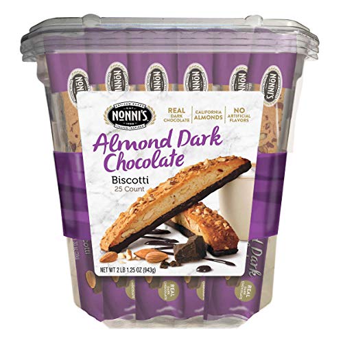 Nonnis Almond Dark Chocolate Biscotti With Real Almonds 25Ct