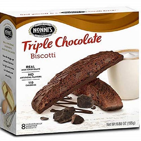 Nonnis Triple Chocolate Biscotti 8 Individually Wrapped Biscott