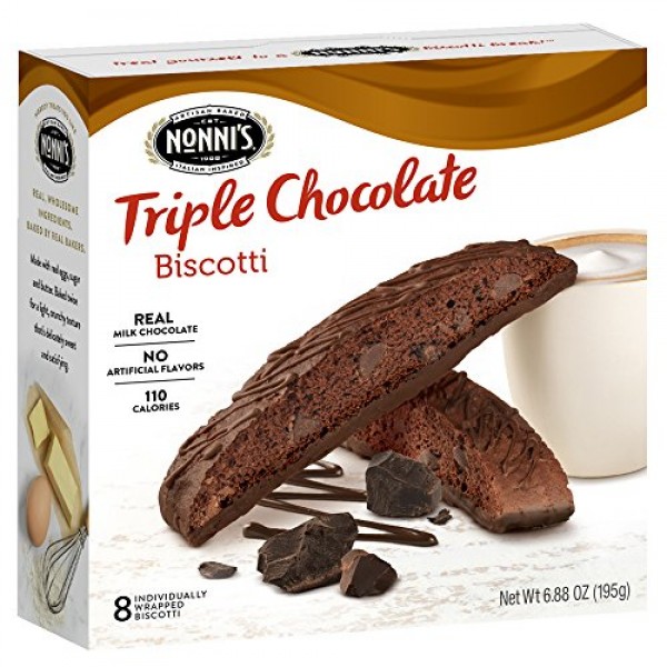 Nonnis Biscotti, Triple Chocolate, 8 Count, 6.88 Ounce