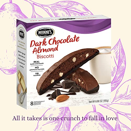 Nonnis Dark Chocolate Almond Biscotti Italian Cookies - 2 Boxes...