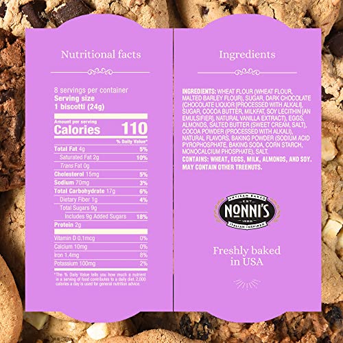 Nonnis Dark Chocolate Almond Biscotti Italian Cookies - 2 Boxes...