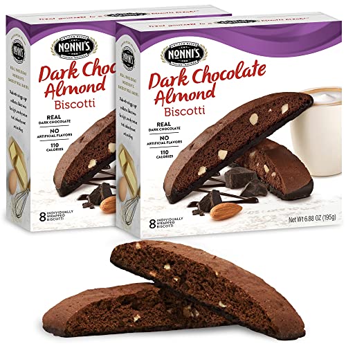 Nonnis Dark Chocolate Almond Biscotti Italian Cookies - 2 Boxes...