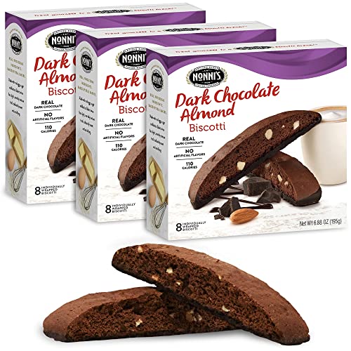 Nonnis Dark Chocolate Almond Biscotti Italian Cookies - 3 Boxes...