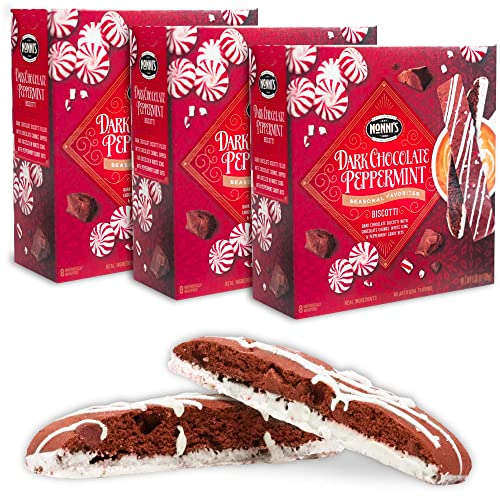 Nonnis Dark Chocolate Peppermint Biscotti - 3 Boxes Christmas C...
