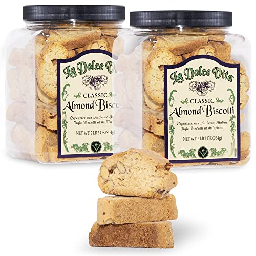 Nonnis La Dolce Vita Almond Biscotti - 2 Tubs - 34oz of Biscott...