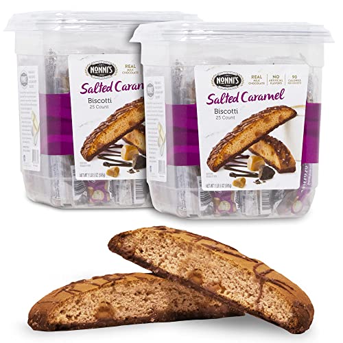 Nonnis Salted Caramel Biscotti Italian Cookies - 2 Tubs - Itali...