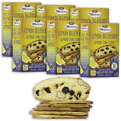 Nonnis THINaddictives Almond Thin Cookies - 6 Boxes Lemon Blueb...