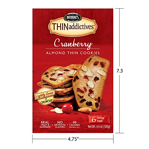 Nonnis Thinaddictives, Thin Cookies, Cranberry Almond, 6 Count,