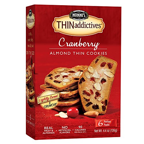 Nonnis Thinaddictives, Thin Cookies, Cranberry Almond, 6 Count,