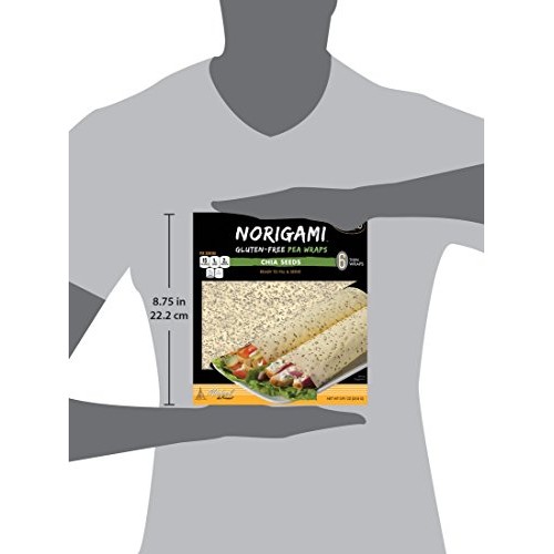 Norigami Non-Gmo Gluten-Free Pea Wraps Chia Seeds 6 Wraps, Low