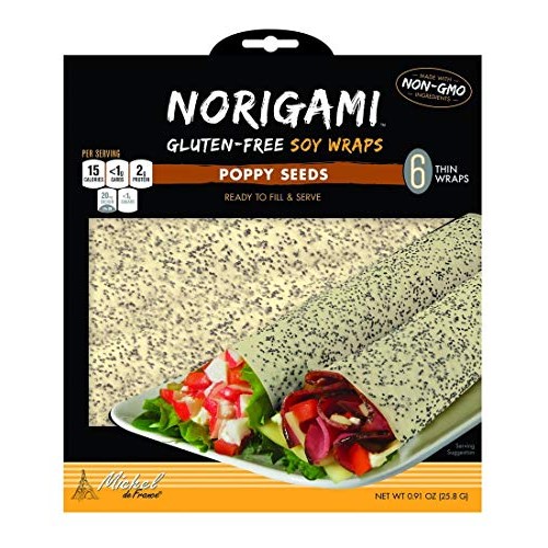 Norigami Non-Gmo Gluten-Free Soy Wraps Poppy Seeds 6 Wraps, Lo