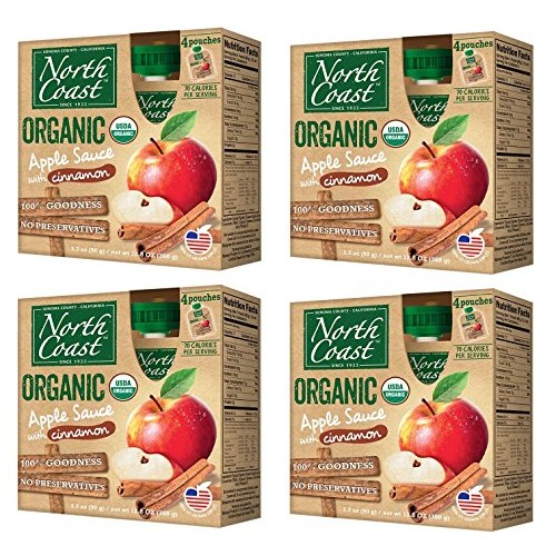 North Coast Organic Apple Sauce With Cinnamon 4Ct Pouches Pack