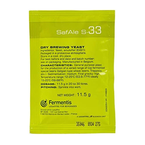 Fermentis Safale S-33 Beer/Ale Yeast - Pack Of 1 - With North Mo