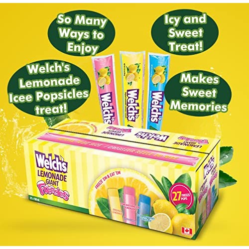 Welchs Lemonade Giant Freeze Pops, 5.5 Ounce Jumbo Ice Pops, Bu...