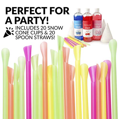 Nostalgia Sck3 Premium Syrup Party Kit Snow Cones, 20 Spoons/Str