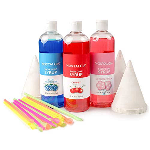 Nostalgia Sck3 Premium Syrup Party Kit Snow Cones, 20 Spoons/Str