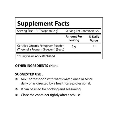 Nova Nutritions Certified Organic Fenugreek Seed Powder 16 Oz 4