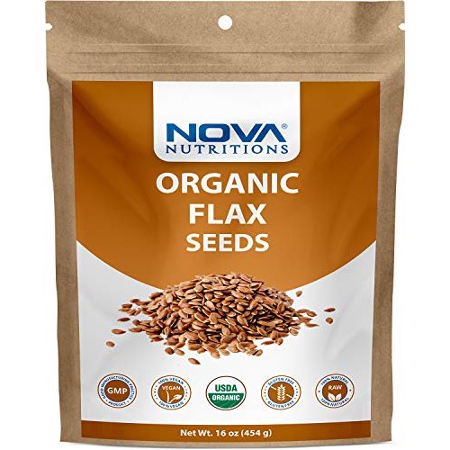 Nova Nutritions Certified Organic Whole Flax Seeds 16 Oz 454 Gm