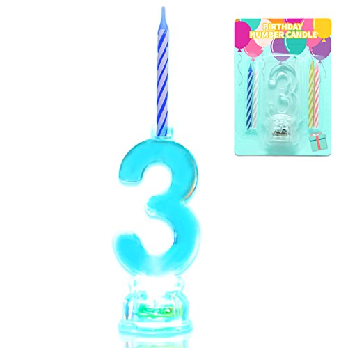 Novelty Place Multicolor Flashing Number Candle Set, Color Chang