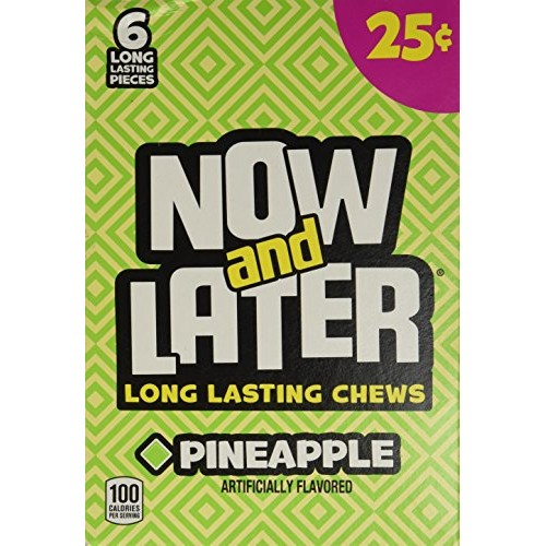 Now And Later Pineapple Flavored Candy Twenty Four 6-Piece .93 O