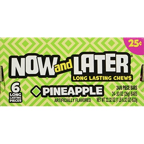 Now And Later Pineapple Flavored Candy Twenty Four 6-Piece .93 O