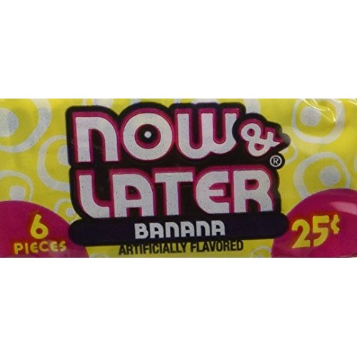 Now And Later Banana Flavored Candy 6 Piece Bars Pack Of 24