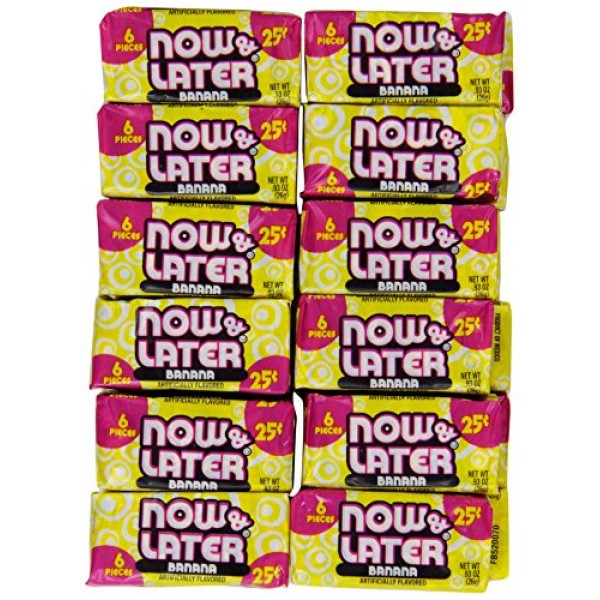 Now and Later Banana Flavored Candy Twenty Four 6-piece Bars 22...