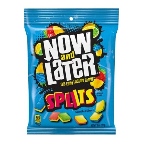 Now And Later Splits Taffy Candy Mixed Fruit Chews, 4 Ounce Bag