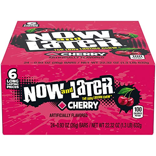 Now &Amp; Later Original Taffy Chews Candy, Cherry, 0.93 Ounce Bar,
