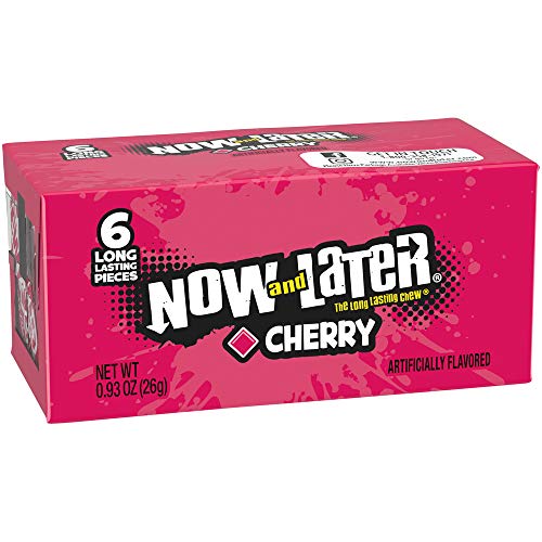 Now &Amp; Later Original Taffy Chews Candy, Cherry, 0.93 Ounce Bar,