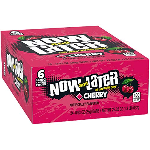 Now &Amp; Later Original Taffy Chews Candy, Cherry, 0.93 Ounce Bar,