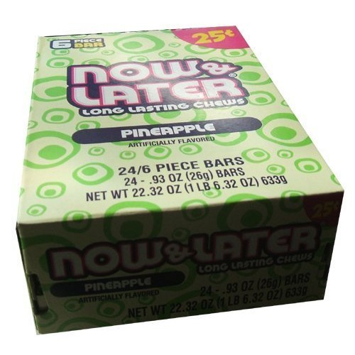 Now And Later Pineapple Flavored Candy Twenty Four 6-Piece .93 O