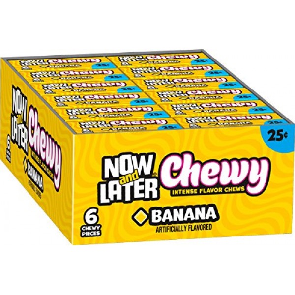 Now &Amp; Later Soft Taffy Chewy Banana Fruit Chews, Pack Of 24
