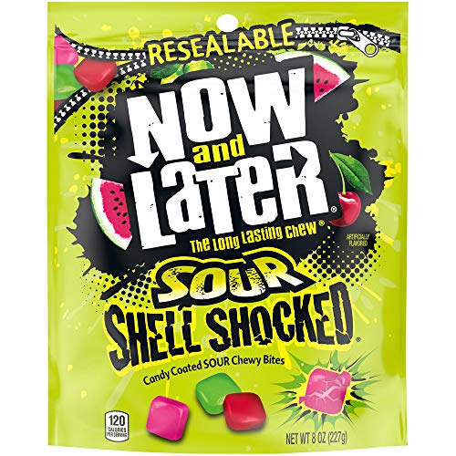 Now &Amp; Later Sour Shell Shocked Fruit Chewy Bites Candy, 8 Ounce,