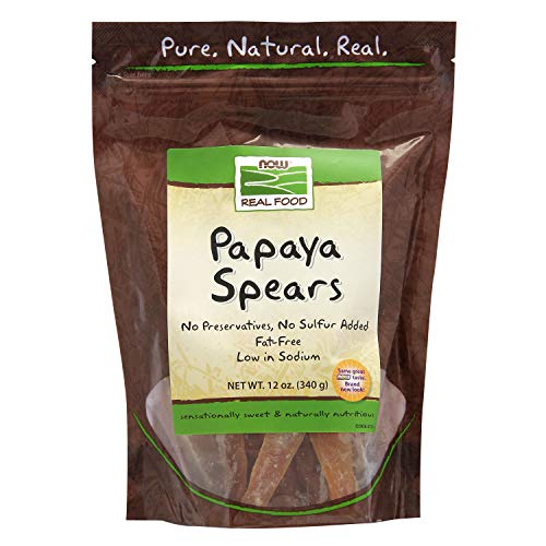 Now Foods, Papaya Spears, No Preservatives Or Added Sulfur, Fat-