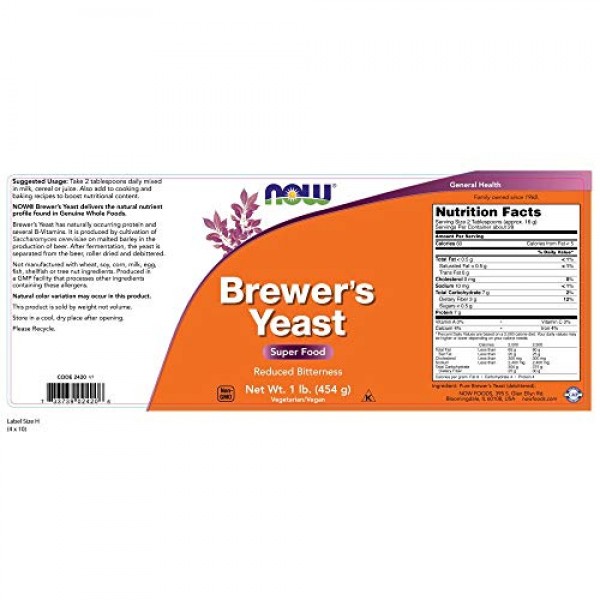 NOW Brewers Yeast, 1-Pound Pack of 2