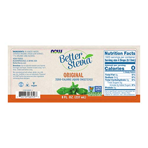 Now Foods Better Stevia Original Liquid Extract, 8 Ounce Bottle