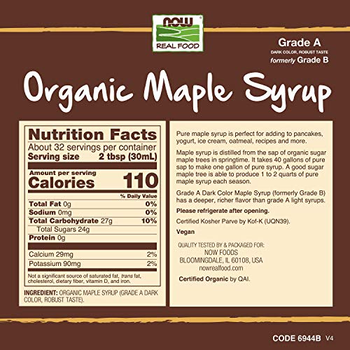Now Foods, Certified Organic Maple Syrup, Grade A Dark Color, Ce