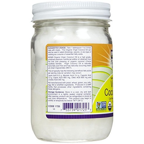 Now Foods Organic Virgin Coconut Oil, 12 Oz