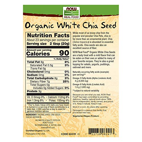 Now Foods, Organic White Chia Seeds, Source Of Essential Fatty A
