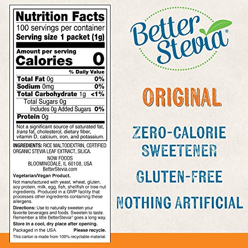 Now Foods Stevia Extract Packets Twinpack, 100 Count Boxes Pa